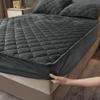CFYCYHDZHT Bed Cover Room,Thick Warm Cotton Quilted Coral Velvet Mattress Protection Cover, Solid Color Non Slip Embroidery Crystal Velvet Bed Sheet Dark Grey 150cmx200cm view 1