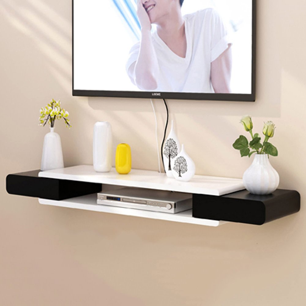 Floating Shelf Wall-Mounted TV Cabinet, Living Room Background Wall Decoration Shelf, Storage Shelf Suitable for Cable Box Router Remote Control/A / 90cm