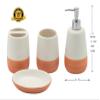 Orange Bathroom accesory Set 4pc,Coral Toothbrush Holder Terracotta Color soap Dispenser soap Dish Tumbler Cup for Bathroom Decor and Gift countertop Decor(Orange) view 2