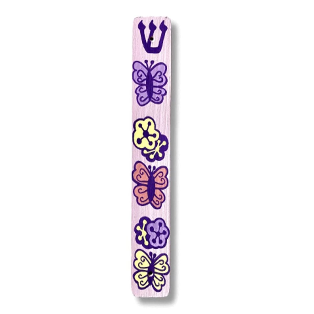 Butterfly Mezuzah, Children's Judaica, Scroll Case for Girl's Room, Baby Naming Gift (Add Kosher Scroll)