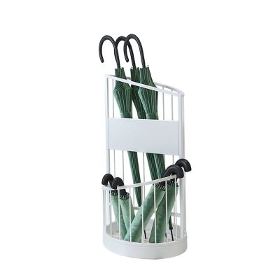 Umbrella Rack Metal Wrought Iron Umbrella Stand, Umbrella Storage Rack At The Entrance Corner, Modern Round Umbrella Bucket, Large Capacity Storage of 18-20 Umbrellas (Color : White)