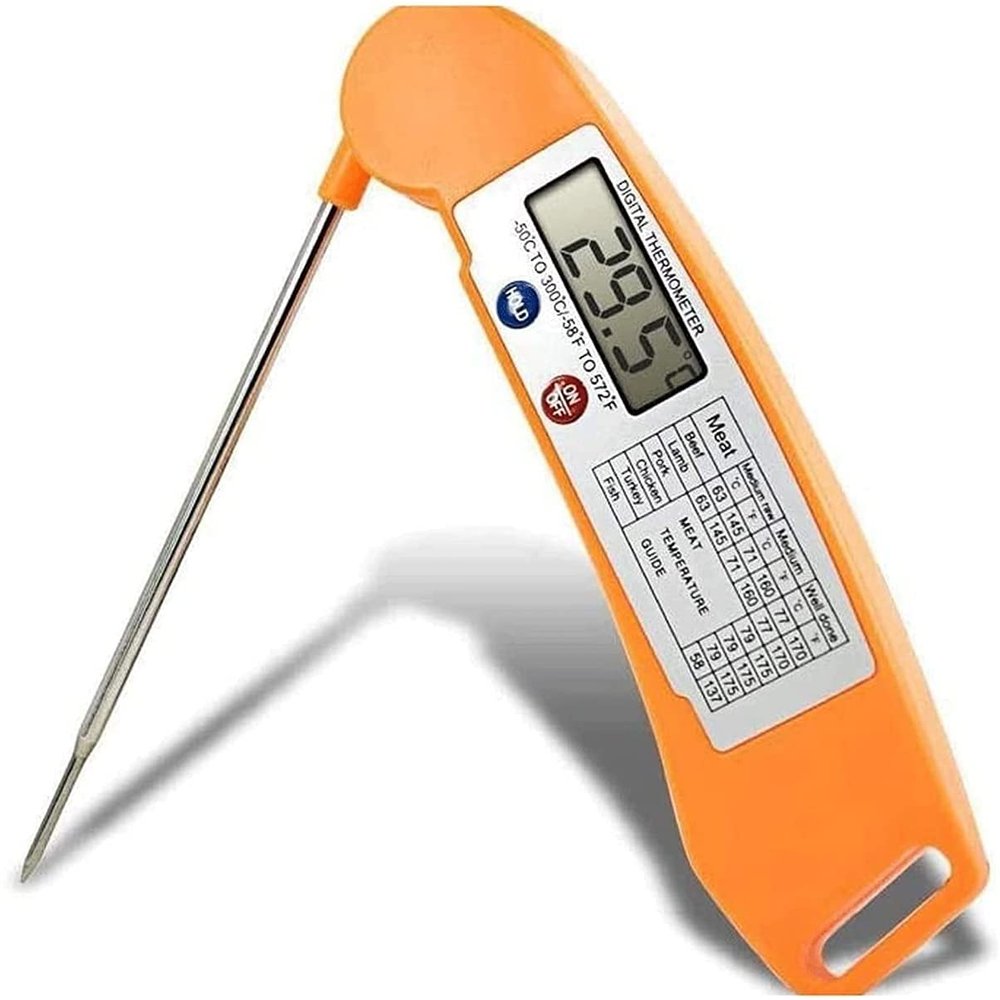 SMSOM Meat Thermometer for Cooking, Digital Instant Read Meat Thermometer, Kitchen Food Cooking Thermometer, Thermometer for BBQ Grilling Smoker Baking, Orange
