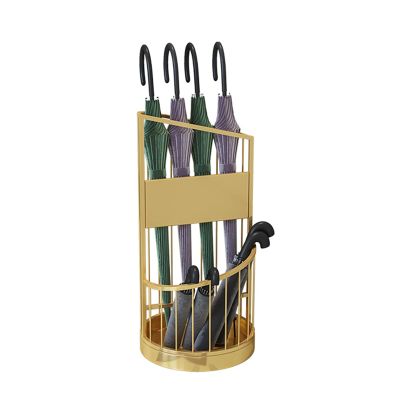 Umbrella Rack Metal Wrought Iron Umbrella Stand, Umbrella Storage Rack at The Entrance Corner, Modern Round Umbrella Bucket, Large Capacity Storage of 18-20 Umbrellas (Color : Gold)
