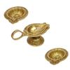 Indian Shelf Handmade Pack of 3 Brass Golden Oil Lamp Deepak Diya Floral Round Puja Utensils Diwali Puja Deepam Deep view 1