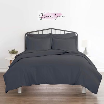 Dark Grey Duvet Covers Queen Size Brushed Microfiber Soft Light-Weight, Queen Duvet Cover Set - 3 Pieces with Zipper Closure, 1 Duvet Cover 90x90 inches and 2 Pillow Cases