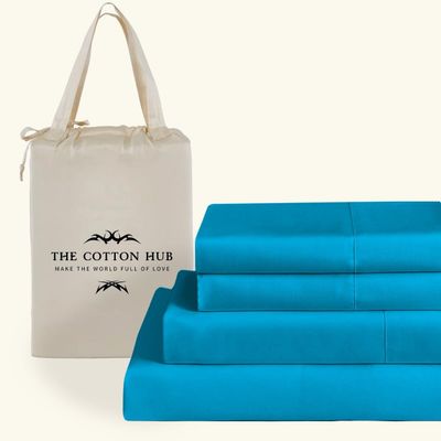 Grand King Size 4-Piece Sheet Set - Hotel Luxury 400-Thread-Count Egyptian Cotton Extra Soft Bed Sheets - Deep Pocket fits up to 7-9 inch Mattress (Solid, Turquoise)