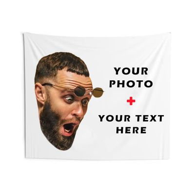 ASSIALL Custom Tapestry with Photo Text Personalized Wall Tapestry Backdrop Customized Funny Picture Wall Hanging Tapestry Home Decor Birthday Wedding Graduation Gift (100" Wx60 H)