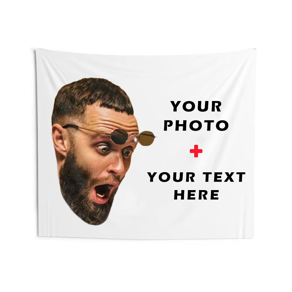 ASSIALL Custom Tapestry with Photo Text Personalized Wall Tapestry Backdrop Customized Funny Picture Wall Hanging Tapestry Home Decor Birthday Wedding Graduation Gift (100" Wx60 H)