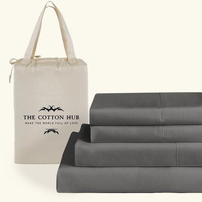 Grand King Size 4-Piece Sheet Set - Luxurious 600-Thread-Count Egyptian Cotton Bedding Sheets & Pillowcases - Bed Sheets - Deep Pocket fits up to 10-12 inch Mattress (Solid, Grey)
