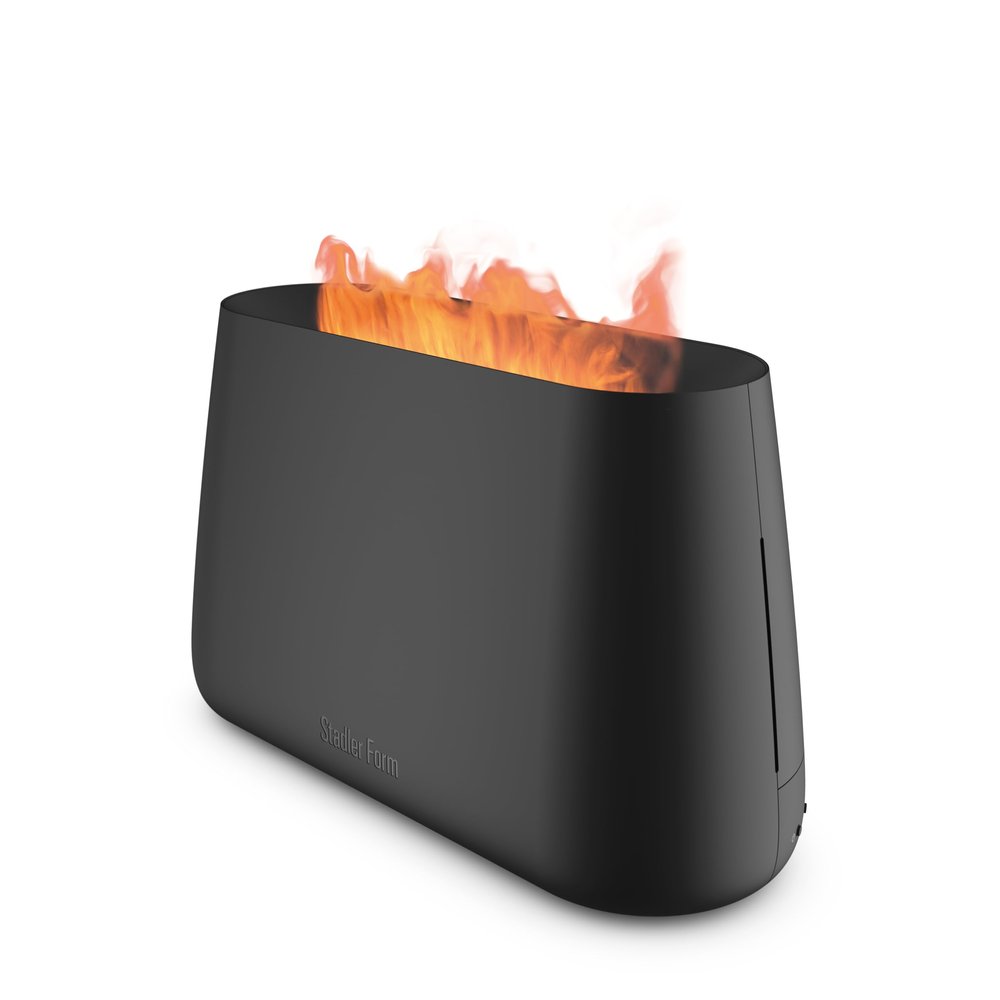 Stadler Form Ben humidifier and aroma diffuser, ultrasonic nebuliser for rooms of up to 270 sq. ft., incl. open fire effect, black