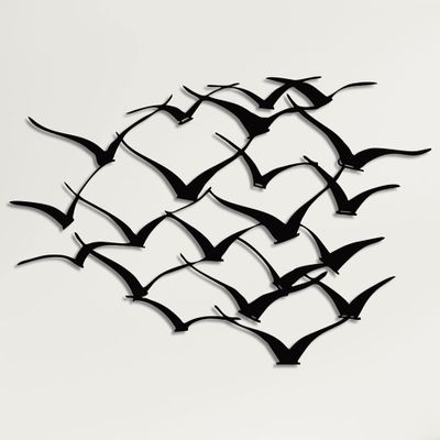 DEKADRON Metal Wall Art - Cranes - 3D Wall Silhouette Metal Wall Decor Home Office Decoration Bedroom Living Room Decor Sculpture (46" W x 23" H / 118x58cm)