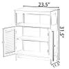 Basicwise Wooden White Modern Storage Bathroom Vanity Cabinet with Adjustable Shelves and Two Horizontal Planks Design Doors view 3