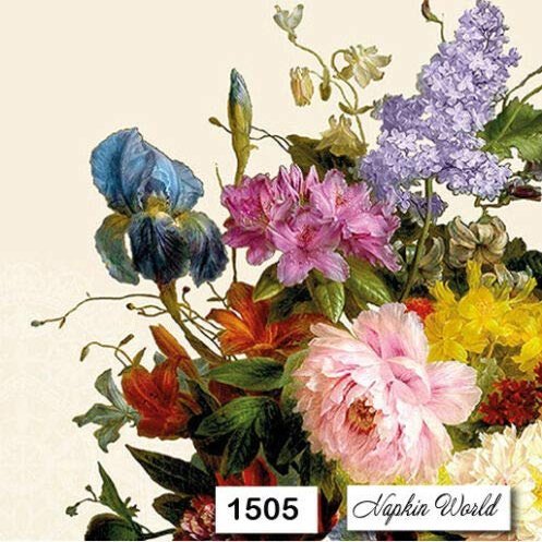 (1505) TWO Individual Paper Luncheon Decoupage Napkins - FLORAL BOUQUET MIXED