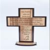 The Lords Prayer Wood Standing Table/Altar Cross (10 Inch English) - KJV Scripture Matthew 6:9-13, Engraving of 'Our Father Prayer' on Wooden Blocks view 1