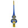 White Pearls with Golden Leaves on Blue Glass Christmas Tree Topper 11 Inches view 1