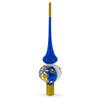 White Pearls with Golden Leaves on Blue Glass Christmas Tree Topper 11 Inches view 2