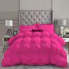 1 PC Goose Down Pinch Pleated Comforter with Corner Tabs 100% Organic Cotton 500 GSM Cotton Fill - Hot Pink Oversized Queen Size - Fluffy Baffle Box Design Light Weight Comforter Only view 1