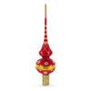 Dimensional White Diamond Trellis on Red Glass Christmas Tree Topper 11 Inches view 1