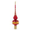 Dimensional White Diamond Trellis on Red Glass Christmas Tree Topper 11 Inches view 2