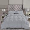1 PC Goose Down Pinch Pleated Comforter with Corner Tabs 100% Organic Cotton 500 GSM Cotton Fill - Silver Oversized Queen Size - Fluffy Baffle Box Design Light Weight Comforter Only view 1