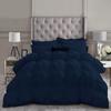 1 PC Goose Down Pinch Pleated Comforter with Corner Tabs 100% Organic Cotton 500 GSM Cotton Fill - Navy Oversized King Size - Fluffy Baffle Box Design Light Weight Comforter Only view 1