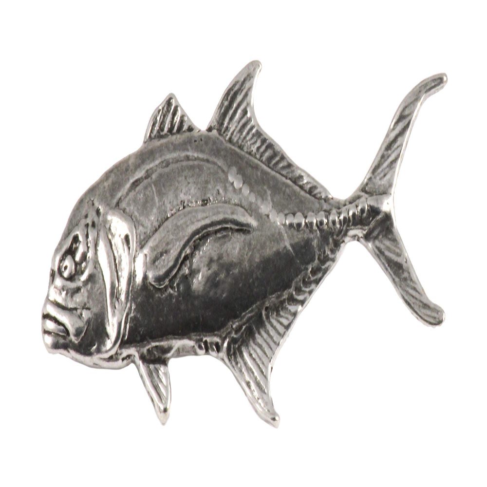 Handcrafted Antique Pewter Jack Crevalle Magnet Gift for Fishermen Home Office Refrigerator Whiteboard Locker Tackle Tool Box - Made in United States - SKU S026MAG