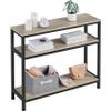 Topeakmart 3-Tier Entryway Tables with Storage, Industrial Console Table Behind Sofa Table with Storage for Living Room, Long Skinny Table with Metal Frame for Couch, 40 x 14 x 32 inches, Gray view 1