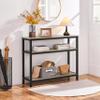 Topeakmart 3-Tier Entryway Tables with Storage, Industrial Console Table Behind Sofa Table with Storage for Living Room, Long Skinny Table with Metal Frame for Couch, 40 x 14 x 32 inches, Gray view 2