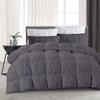 3 PCS Baffle Box Pinch Pleated Comforter Set-Dark Grey | Oversized King (116" x 98")-100% Long Staple Cotton 500 GSM All Season Warm, Lightweight Pintuck Down Alternative Quilted/Comforter Collection view 1