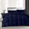 3 PCS Baffle Box Pinch Pleated Comforter Set-Navy Blue | Olympic Queen (98" x 98")-100% Long Staple Cotton 500 GSM All Season Warm, Lightweight Pintuck Down Alternative Quilted/Comforter Collection view 1