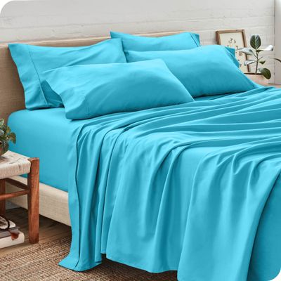 Astroo Linen 800 Thread Count Turquoise Twin XL Sheet Sets - Sateen Soft Pure Cotton, 6 Piece Bed Sheets - 1 Fitted Sheet, 1 Flat Sheet & 4 Pillow Cases - Stretch Up to 18 Inches Mattress