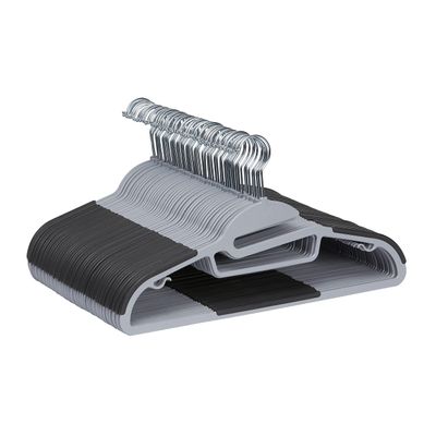 Amazon Basics Space Saving Non-Slip Rubber Coated Plastic Hangers with 360 Swivel Hook, Thin, Gray, Pack of 50