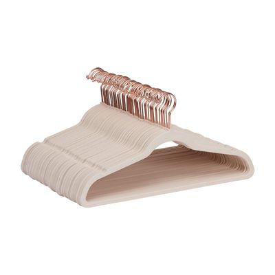 Amazon Basics Space Saving Slim Velvet Non-Slip Suit Clothes Hangers, Sturdy Construction, Closet Organizer, Pack of 50, Blush Pink/Rose Gold