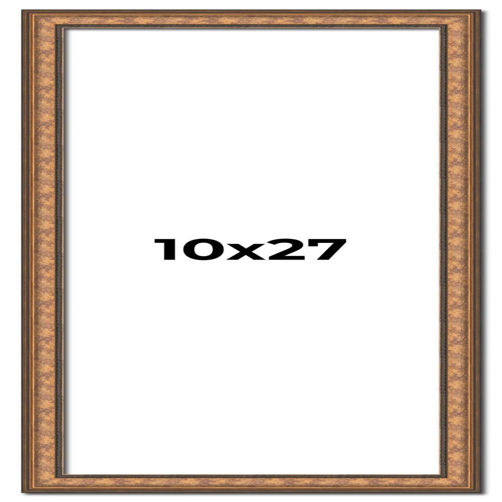 10x27 Frame Gold Real Wood Picture Frame Width 1.25 Inches | Interior Frame Depth 0.5 Inches | Garrin Gold Traditional Photo Frame Complete with UV Acrylic, Foam Board Backing & Hanging Hardware