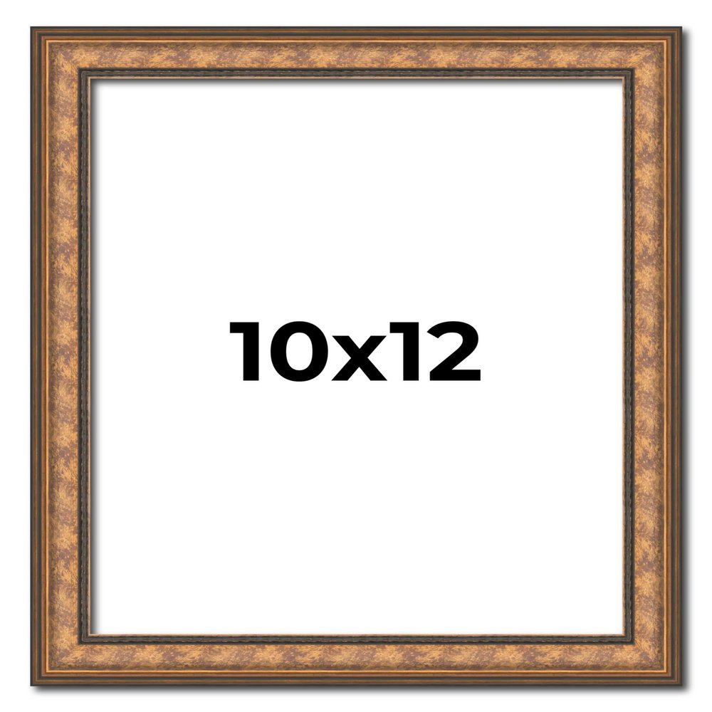 10x12 Frame Gold Real Wood Picture Frame Width 1.25 Inches | Interior Frame Depth 0.5 Inches | Garrin Gold Traditional Photo Frame Complete with UV Acrylic, Foam Board Backing & Hanging Hardware