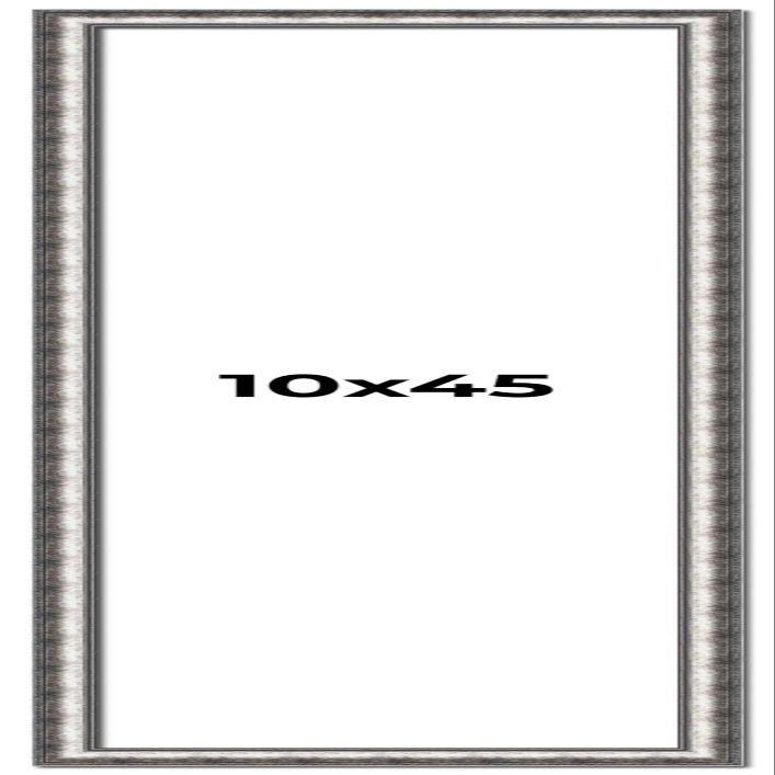 10x45 Frame Silver Real Wood Picture Frame Width 1.125 Inches | Interior Frame Depth 0.5 Inches | Complete with UV Acrylic, Foam Board Backing & Hanging Hardware