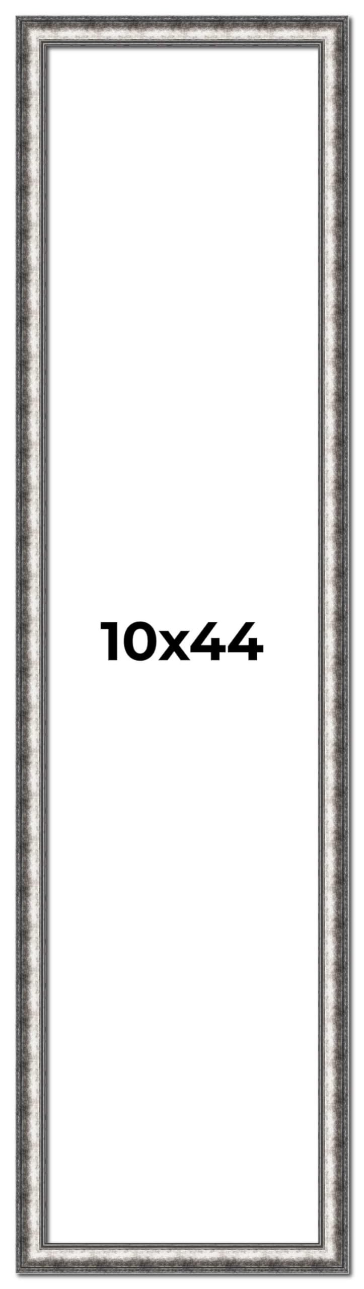 10x44 Frame Silver Real Wood Picture Frame Width 1.125 Inches | Interior Frame Depth 0.5 Inches | Complete with UV Acrylic, Foam Board Backing & Hanging Hardware