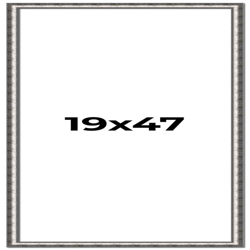 19x47 Frame Silver Real Wood Picture Frame Width 1.125 Inches | Interior Frame Depth 0.5 Inches | Complete with UV Acrylic, Foam Board Backing & Hanging Hardware