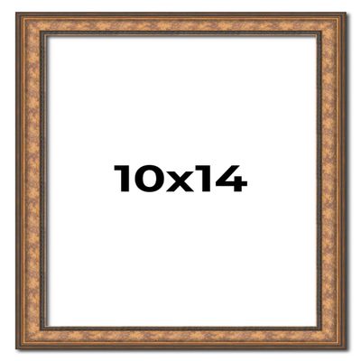 10x14 Frame Gold Real Wood Picture Frame Width 1.25 Inches | Interior Frame Depth 0.5 Inches | Garrin Gold Traditional Photo Frame Complete with UV Acrylic, Foam Board Backing & Hanging Hardware