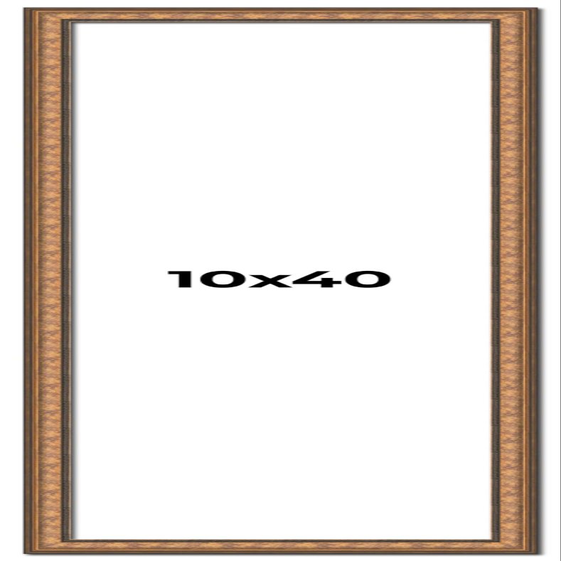 10x40 Frame Gold Real Wood Picture Frame Width 1.25 Inches | Interior Frame Depth 0.5 Inches | Garrin Gold Traditional Photo Frame Complete with UV Acrylic, Foam Board Backing & Hanging Hardware