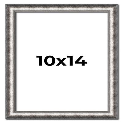10x14 Frame Silver Real Wood Picture Frame Width 1.125 Inches | Interior Frame Depth 0.5 Inches | Complete with UV Acrylic, Foam Board Backing & Hanging Hardware