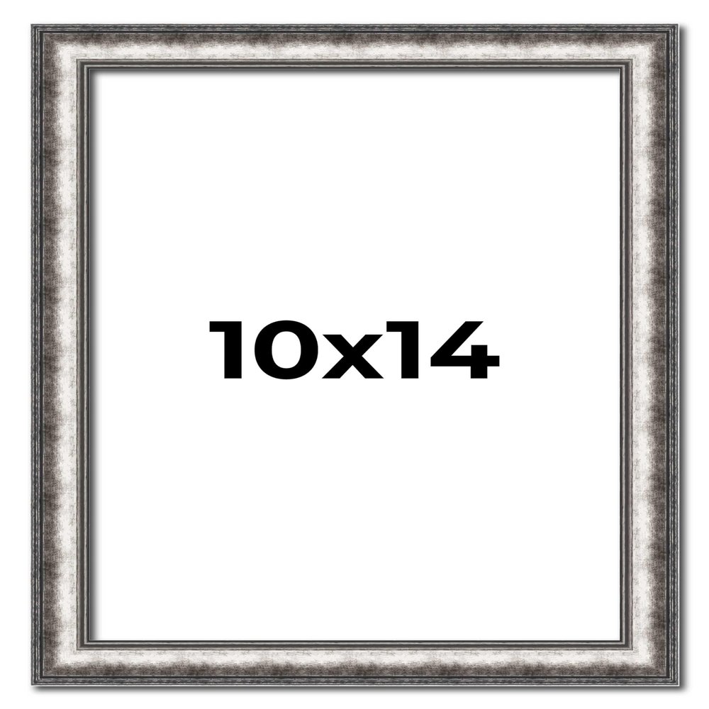 10x14 Frame Silver Real Wood Picture Frame Width 1.125 Inches | Interior Frame Depth 0.5 Inches | Complete with UV Acrylic, Foam Board Backing & Hanging Hardware