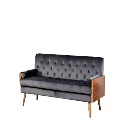 Container Furniture Direct Bel-Air Modern Contemporary Velvet Upholstered Living Room Tufted Sofa with 2 Pillows, 68.5", Grey