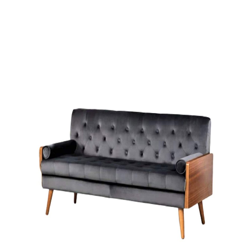 Container Furniture Direct Bel-Air Modern Contemporary Velvet Upholstered Living Room Tufted Sofa with 2 Pillows, 68.5", Grey