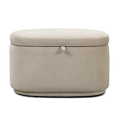 Nurture& The Ottoman Premium Quality Storage Ottoman for Nursery with Stain-Resistant Performance Fabric (Ivory)