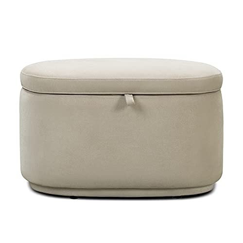 Nurture& The Ottoman Premium Quality Storage Ottoman for Nursery with Stain-Resistant Performance Fabric (Ivory)