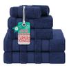 American Soft Linen Salem Turkish Bath Towel Set, 100% Cotton 600 GSM 6 Piece Towels for Bathroom, 2 Bath Towels 2 Hand Towels 2 Washcloths, Navy Blue view 1