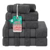 American Soft Linen Salem Turkish Bath Towel Set, 100% Cotton 600 GSM 6 Piece Towels for Bathroom, 2 Bath Towels 2 Hand Towels 2 Washcloths, Dark Gray view 1