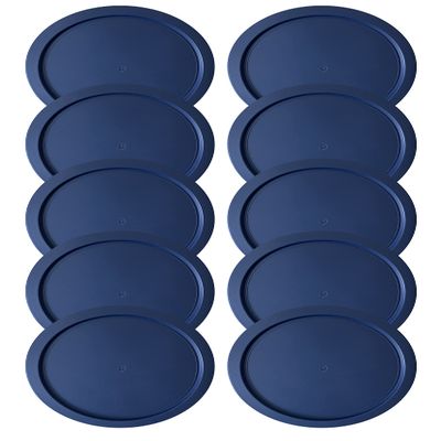 Replacement Lids fits Pyrex 4-Cup Glass Food Storage Container Bowls, 6-Inch Plastic Round Lids Covers for Pyrex 7201-PC, Airtight & Leakproof (10-Pack, Blue)