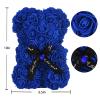 EALEBE Artificial Rose Flower Bear,Perfect Romantic Gift for Her, Valentine's Mother's Day, Christmas, Birthday,Thanksgiving Party Anniversary Girl Friend Wife with Heart-Shaped Diamond,Sapphire Bule view 2